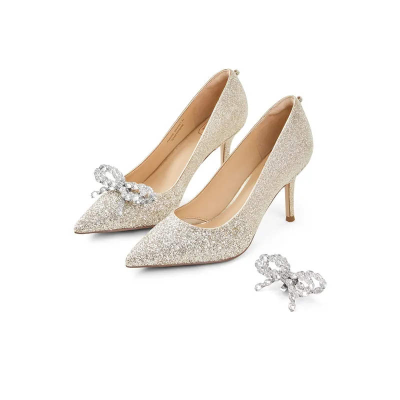 7or9 White Grape Sparkling Wine Slim Heel High Heels 9cm Women's Light Gold-3