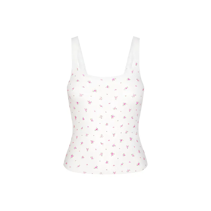 SKIMS Wedding Dress Series Tank Top Women's NEON ORCHID ROSE PRINT/Neon Orchid Rose Print-0