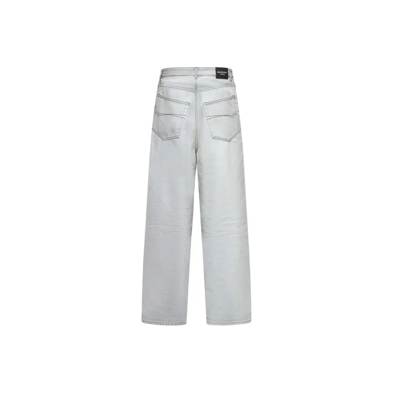 Balenciaga Logo Label Wide Leg Jeans-1