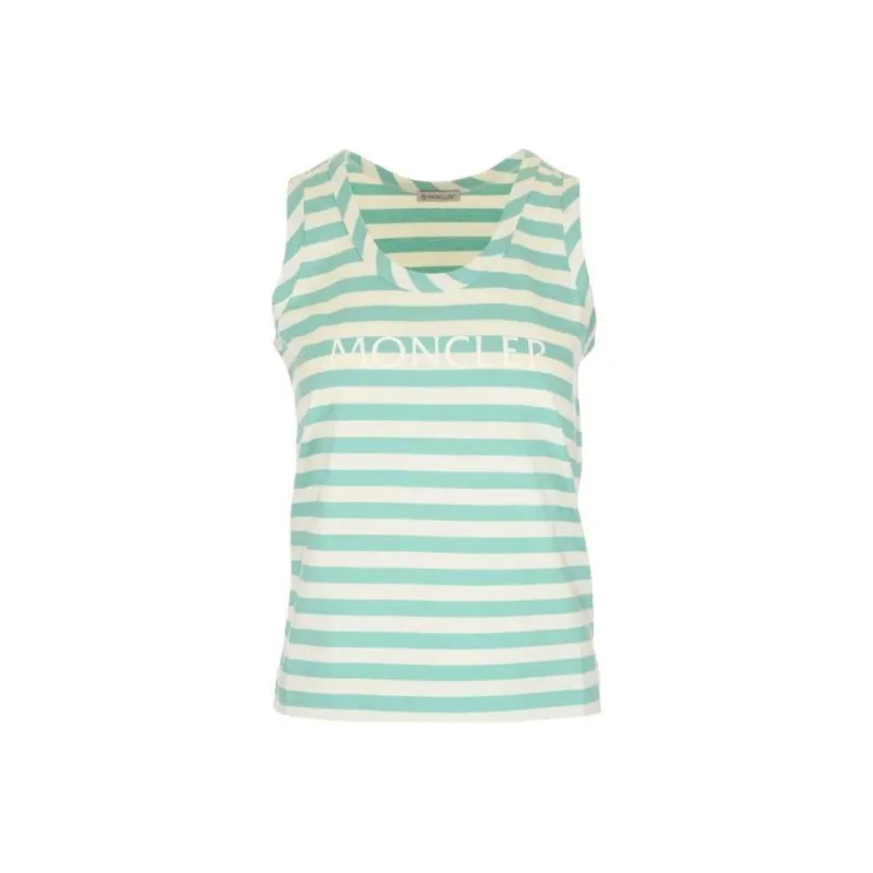 Moncler Logo Printed Scoopneck Striped Tank Top-4