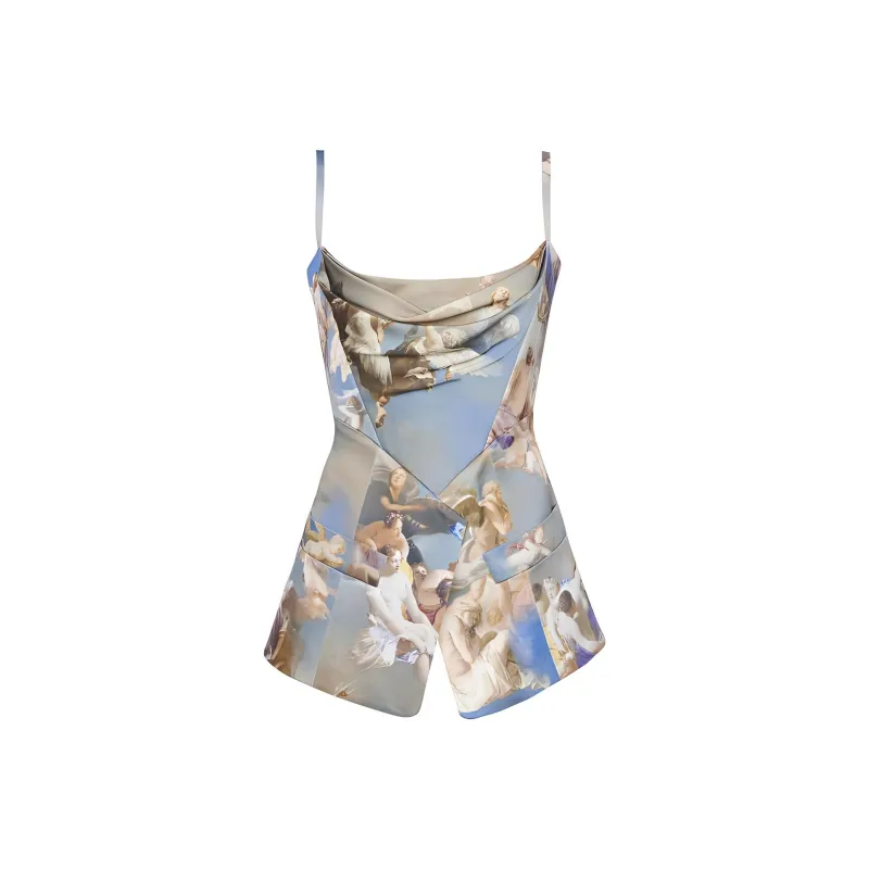 BALMAIN Sky print Tailored Corset Top-0