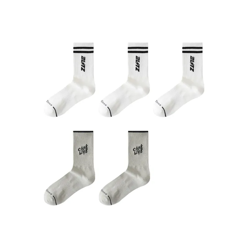 H YXIANG Mid Calf Socks Men's 5 Pack-12
