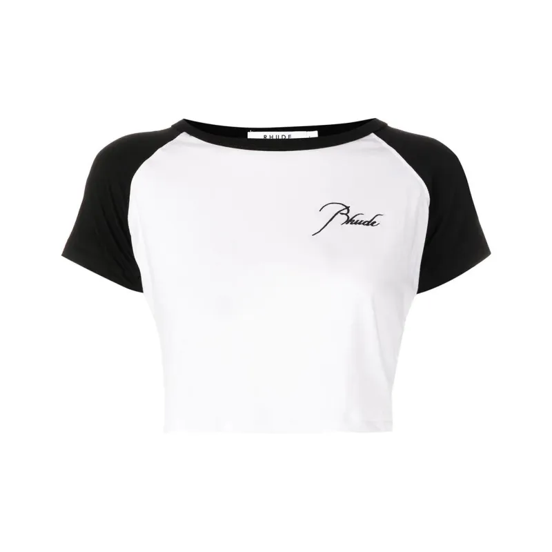 RHUDE Logo Baby Tee 'White/Black'-0