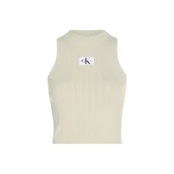 Calvin Klein Logo patch Ribbed knit Top