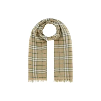 Burberry Cotton Knit Scarves Unisex Khaki