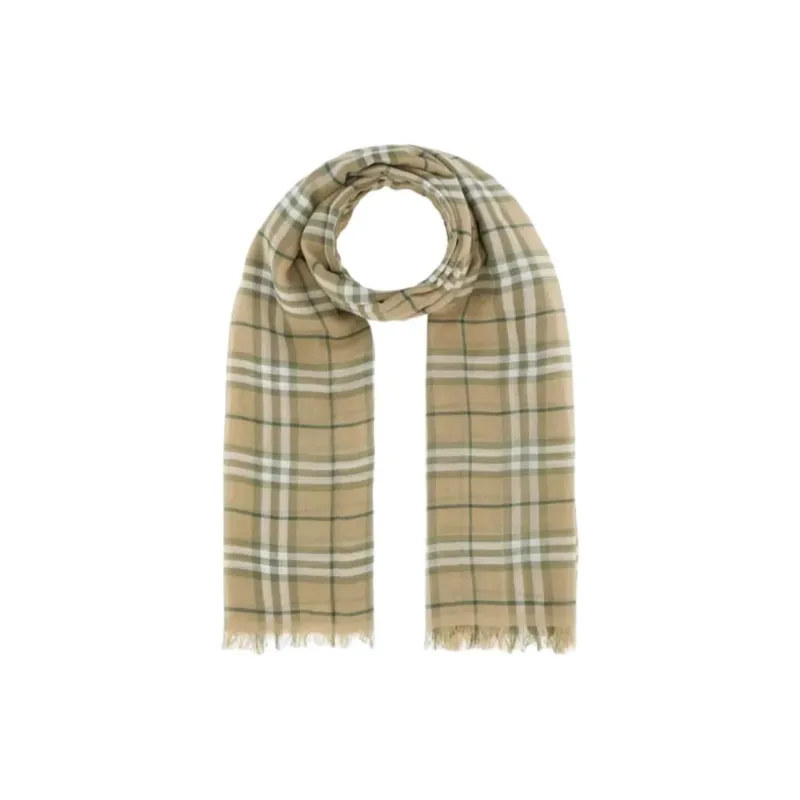 Burberry Cotton Knit Scarves Unisex Khaki-0