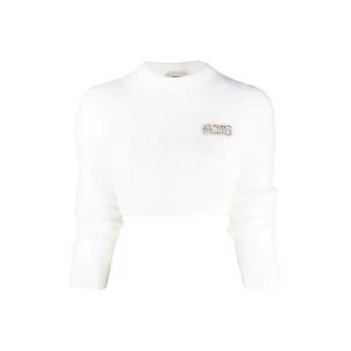GCDS Slim Fit Sweater Women's White