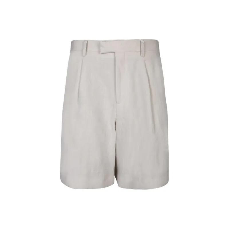 LARDINI Mid rise Linen Bermuda Shorts-0