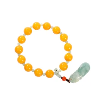 S&A Amber Beeswax Fine Jade Bracelets Women's