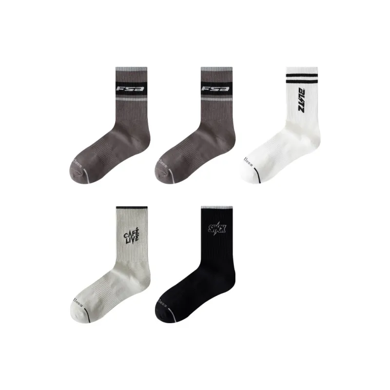 H YXIANG Mid Calf Socks Men's 5 Pack-5