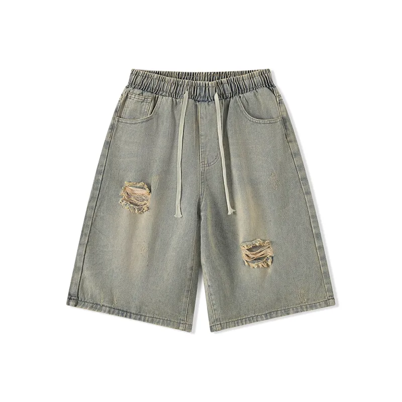 Michael Rock Denim Shorts Unisex Yellow Mud-0
