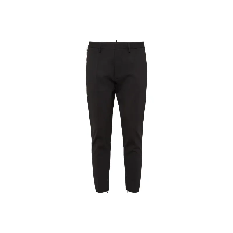 DSQUARED 2 Logo Printed Mid Rise Tapered Trousers-0