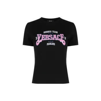 VERSACE Logo Printed Crewneck T Shirt
