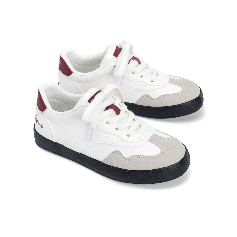 HUANQIU Coverage Height Increase Low Top Skateboard Shoes Women's Beige Red-3
