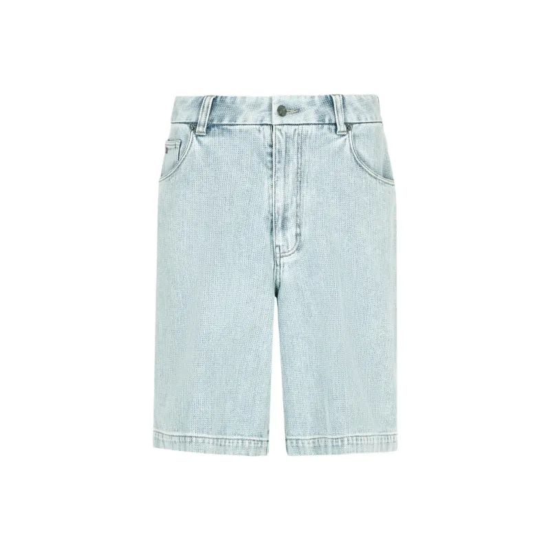 EMPORIO ARMANI Five pocket Denim effect Dobby Fabric Bermuda Shorts-0