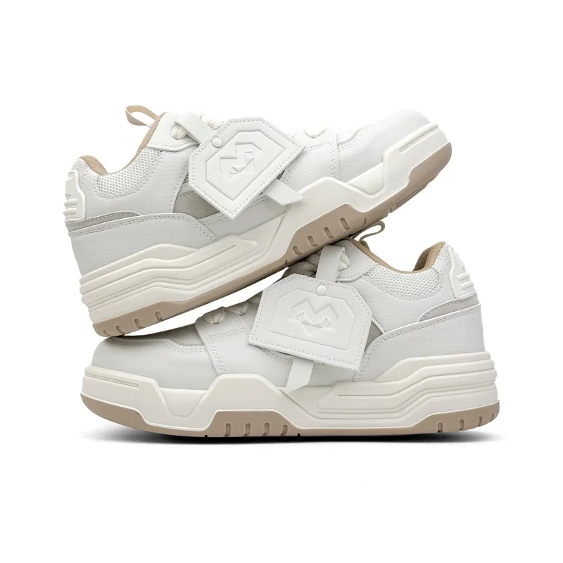 Mengsai Cushioning Coverage And Abrasion Resistant Low Top Skateboard Shoes Men's Cool White-3