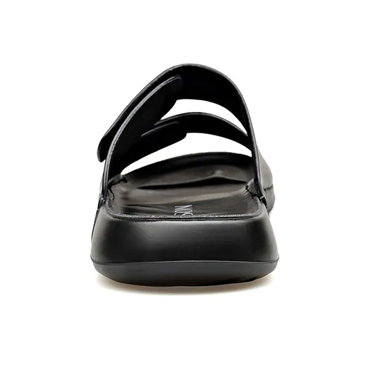 PT'SON Rubber Sole Cut Out Slip Resistant Abrasion Resistant Slide Slippers Men's Black-3