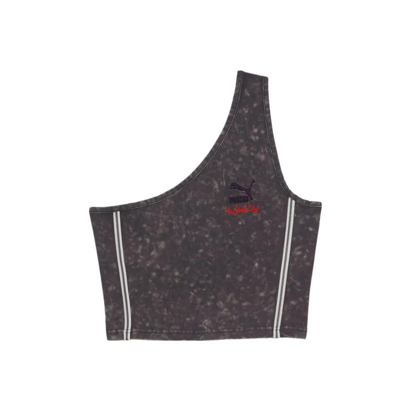 PUMA NYC Remix Women's Crop Top Tank Tops Women's Black Gray Color-0