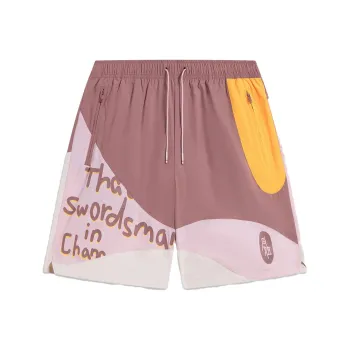 LiNing Badfive Casual Shorts Men's Perilla Brown Flower Branch Pink Moonlight Gray