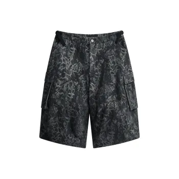 IMXS New Horse Run Collection Cargo Shorts Men's Black Snakeskin Print