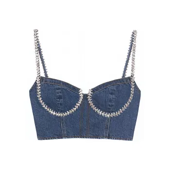 Self portrait Tank Tops Women's Denim Blue