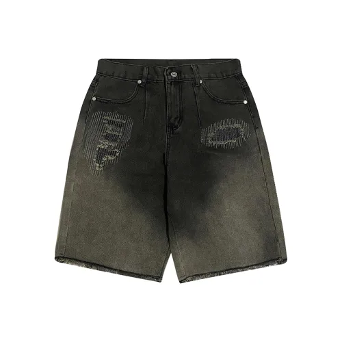 CHARLIE GOLF Denim Shorts Unisex Black Gray