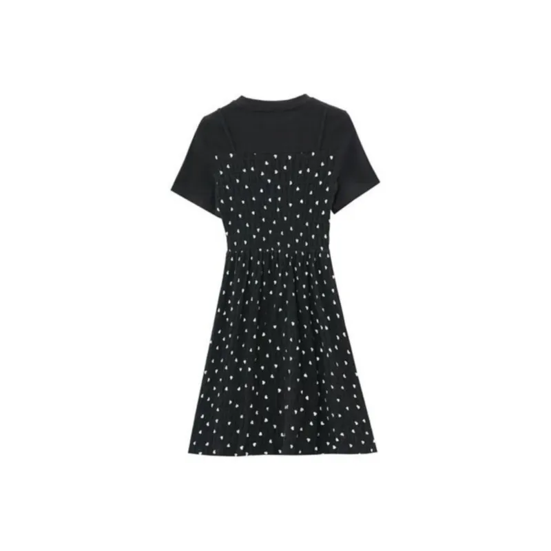 DOSOHEB Short Sleeved Dress Women's Black-1