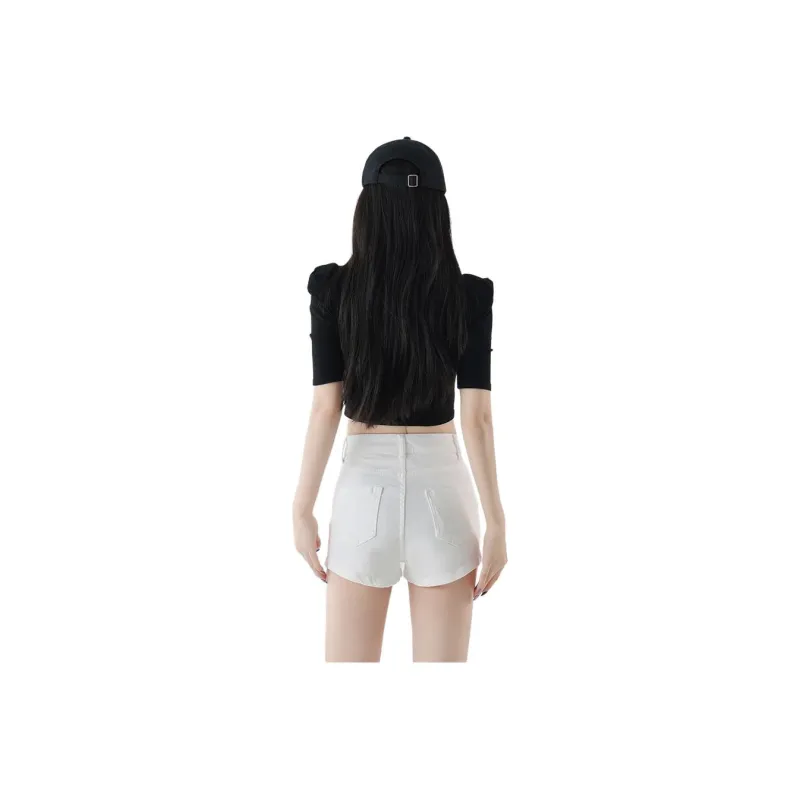 7 SEVFUN Denim Shorts Women's White-3