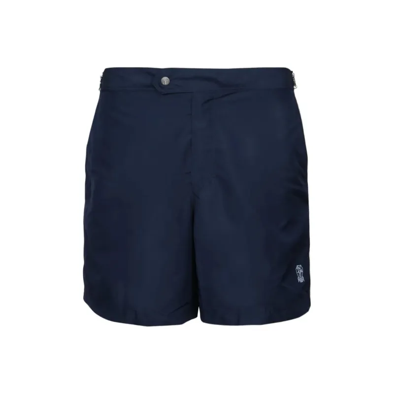 Brunello Cucinelli Logo Embroidered Buttoned Swim Shorts-0