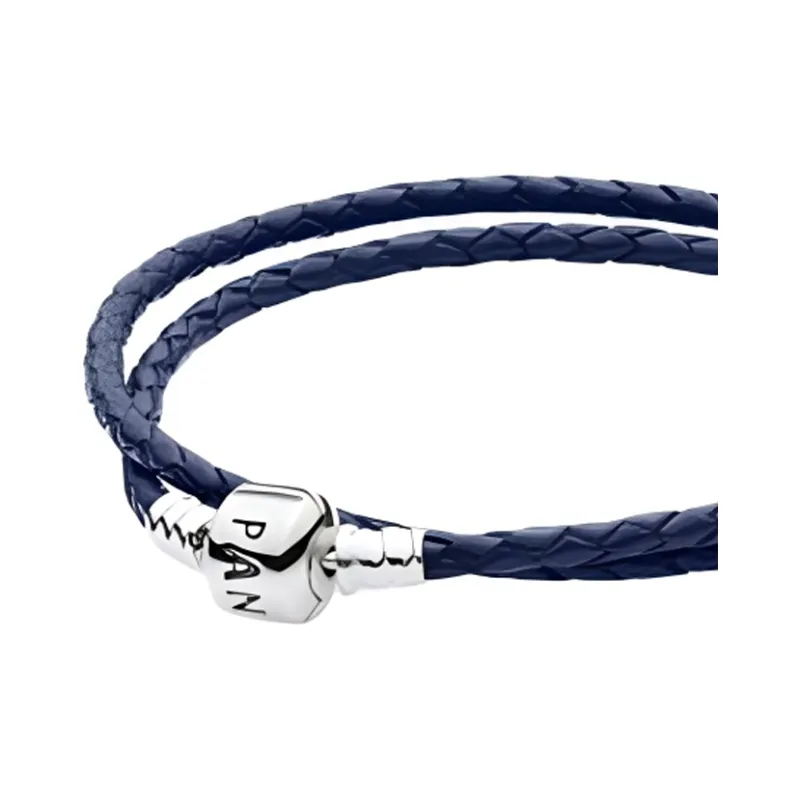 Pandora Leather Bracelets Women's Dark Blue-2