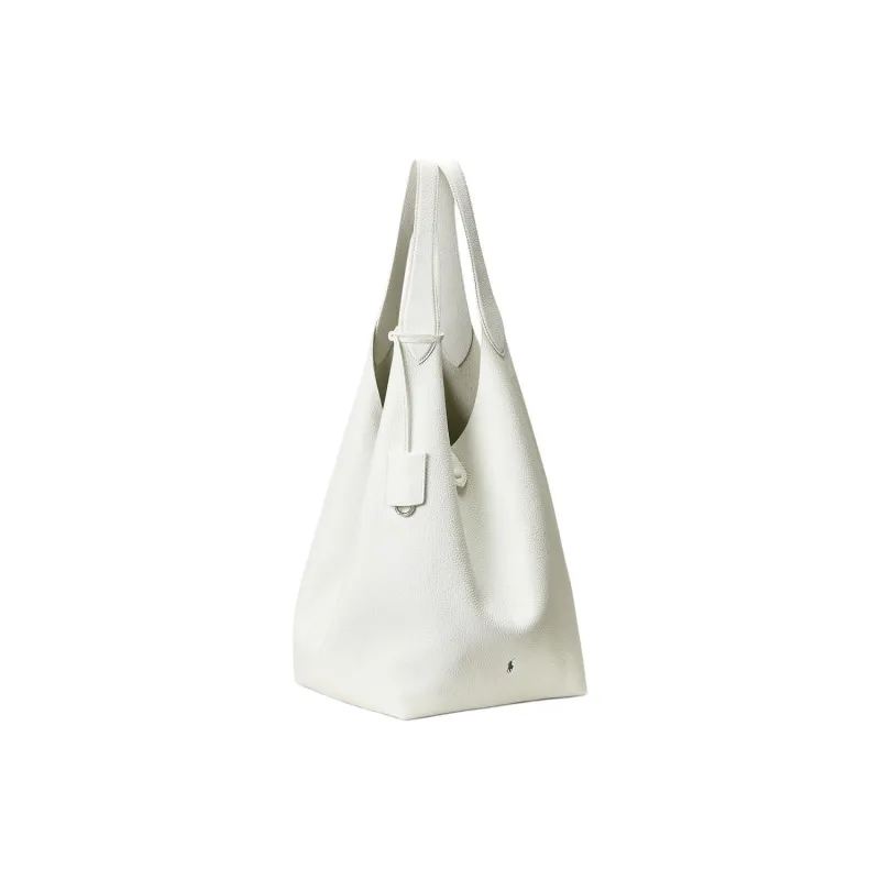 Polo Ralph Lauren Cow Leather Tote Bag, Shopping Bag, Shoulder Bag Large Size Women's Paper White-1