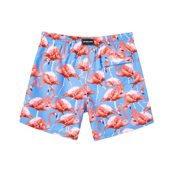 SURFCUZ Beach Shorts Men's Blue Background Flamingo