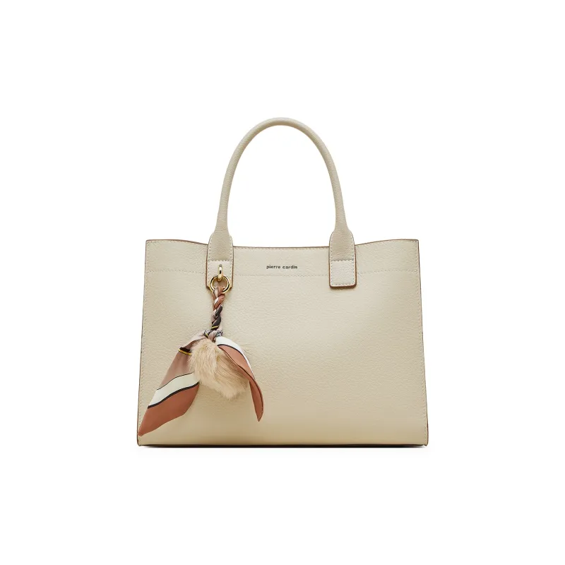 PIERRE CARDIN Split Cow Leather Handbag, Shoulder Bag, Crossbody Bag Regular Women's Blue/Beige/Milk Tea-9