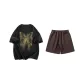 Set (Black Short-Sleeved Shirt+Coffee Shorts)