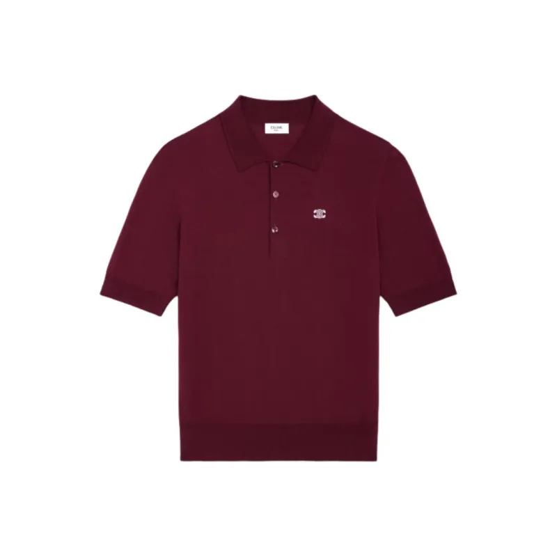 CELINE SS25 Polo Shirt Men's Burgundy Red-0