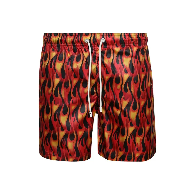 PALM ANGELS Flame print Swim Shorts-0