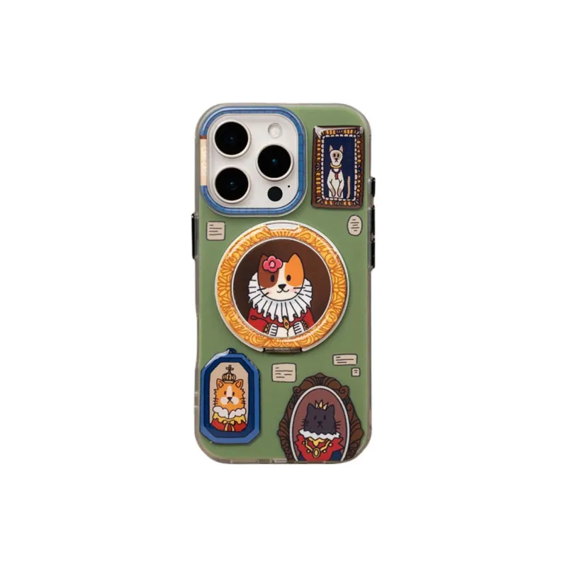 CARECASE TPU Material Original Design Kitten Masterpiece Stand Phone Case Compatibility With Apple 16/15/14 Pro Max-0