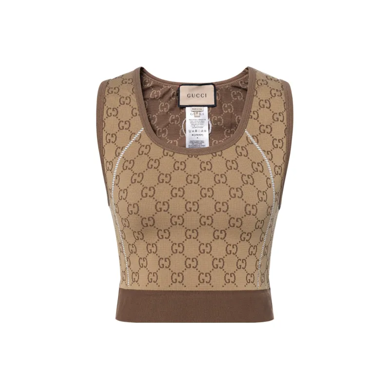 GUCCI Gg Jersey Jacquard Crop Top Beige-0