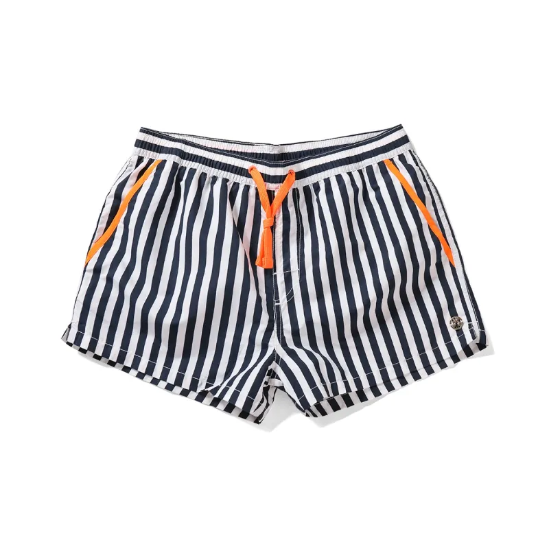 GAILANG Beach Shorts Men's Black White Stripes-0