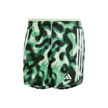 Adidas Own The Run 3-Stripes Allover Print Shorts Casual Shorts Men's Green
