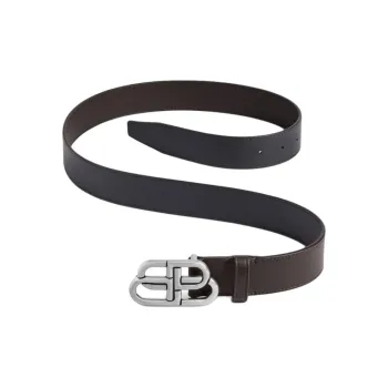 Balenciaga Calfskin Leather Belts Unisex Black 3.5CM