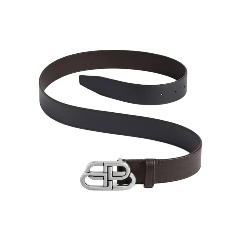 Balenciaga Calfskin Leather Belts Unisex Black 3.5CM-0