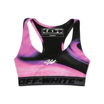 OFF WHITE Liquid Melt Logo Print Sports Bra Pink/Purple/Black