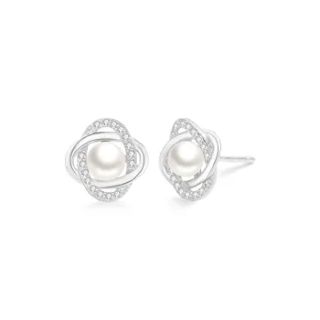 Love Link 999 Fine Silver Stud Earrings Women's