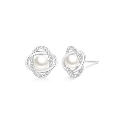 Love Link 999 Fine Silver Stud Earrings Women's
