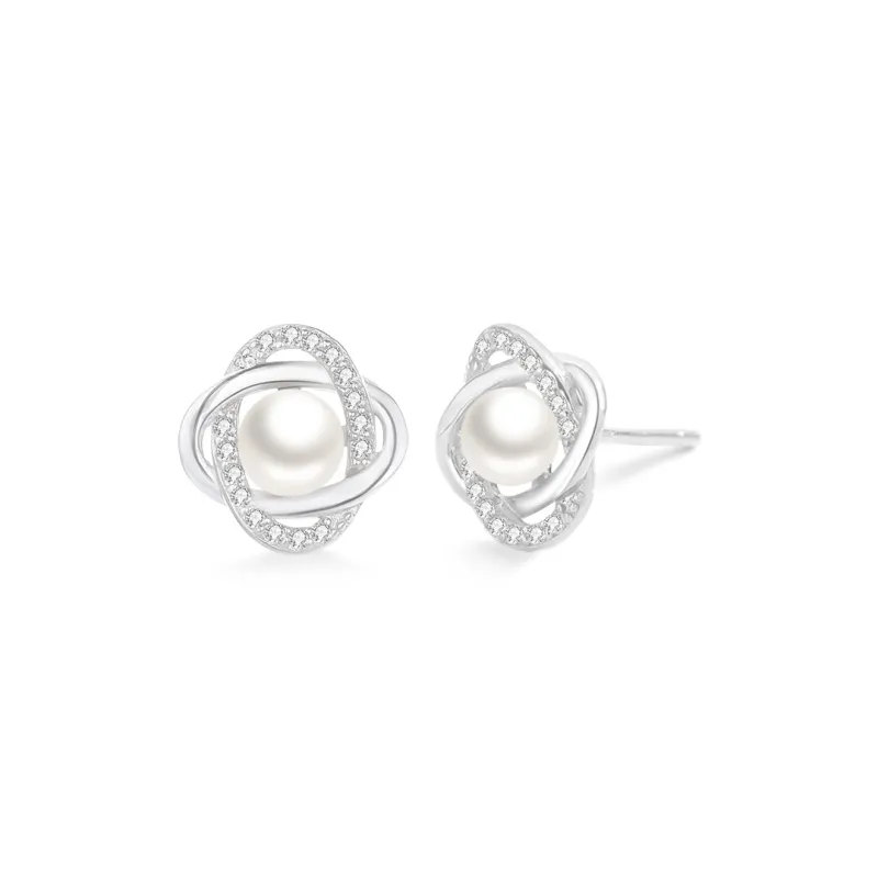 Love Link 999 Fine Silver Stud Earrings Women's-0