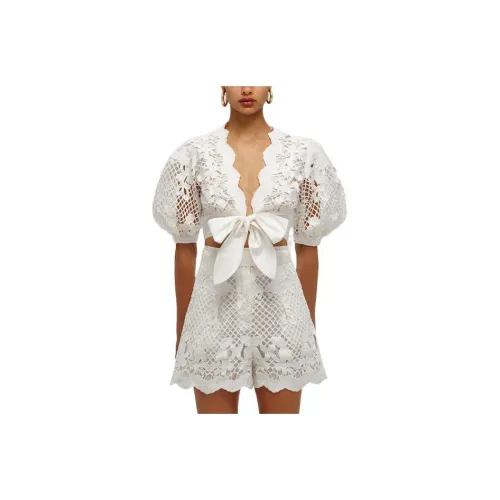 Self portrait 2022 Spring Crop Top Women's Pure White