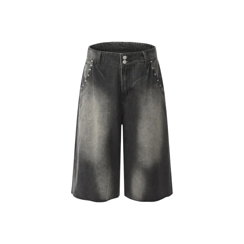 NEVER RULE Denim Shorts Unisex Black-0