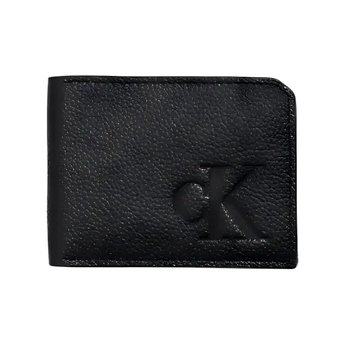 CK/Calvin YM0YM00313 Egg Stone Color Leather Wallet Men's Black
