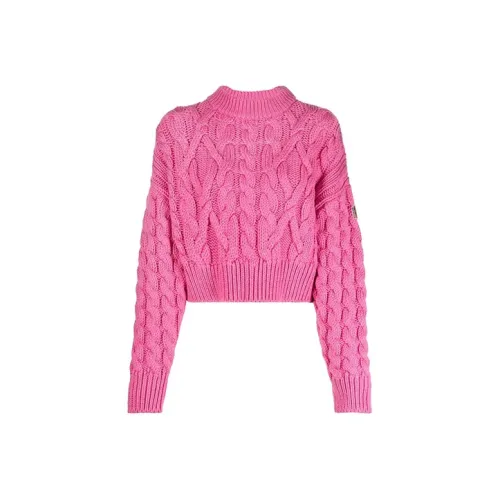 Moncler Cropped Cable Knit Sweater 'Pink'
